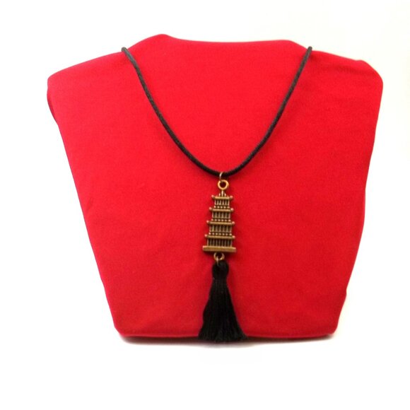 Handcrafted Asian Pagoda Necklace - Picture 2 of 6